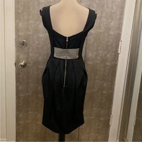 Dolce & Gabbana Elegant Black Dress with Silver crystal Accent, XS
